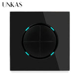 Modern 2-Way Pass Through Light Switch - Gray Glass Panel with LED Indicator