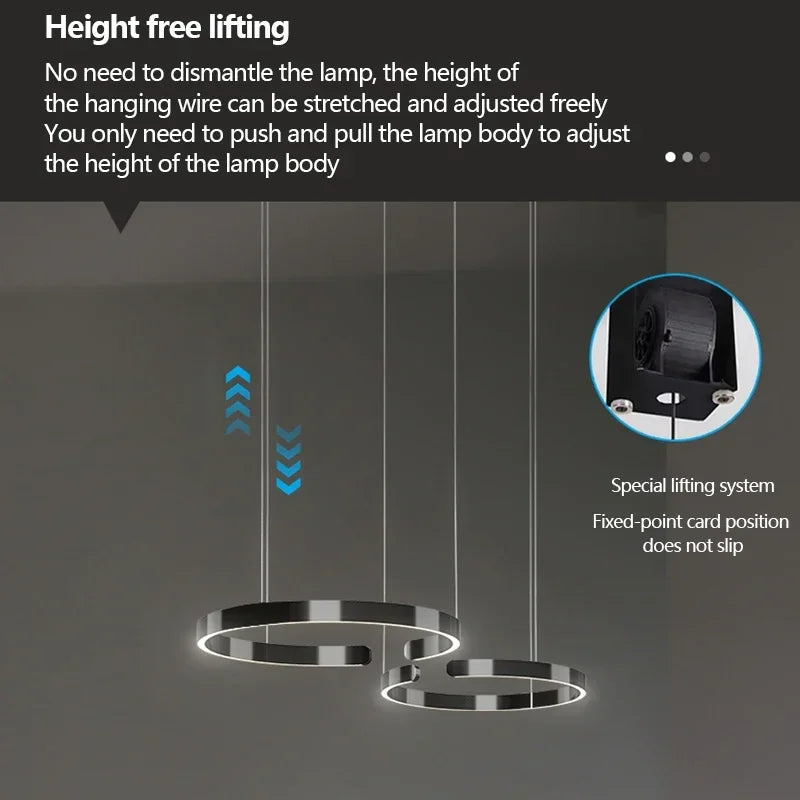 Modern Ring Pendant Lamp Remote Control Dimmable Warm White Eye Protection Led Chandelier Kitchen Island Dining Room