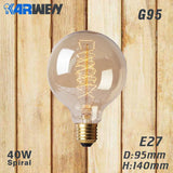 Edison Bulb E27 Incandescent Retro Lamp 40W 220V ST64 A19 T45 T10 G80 G95 Antique Vintage Bulb Edison Lamp filament Light bulb