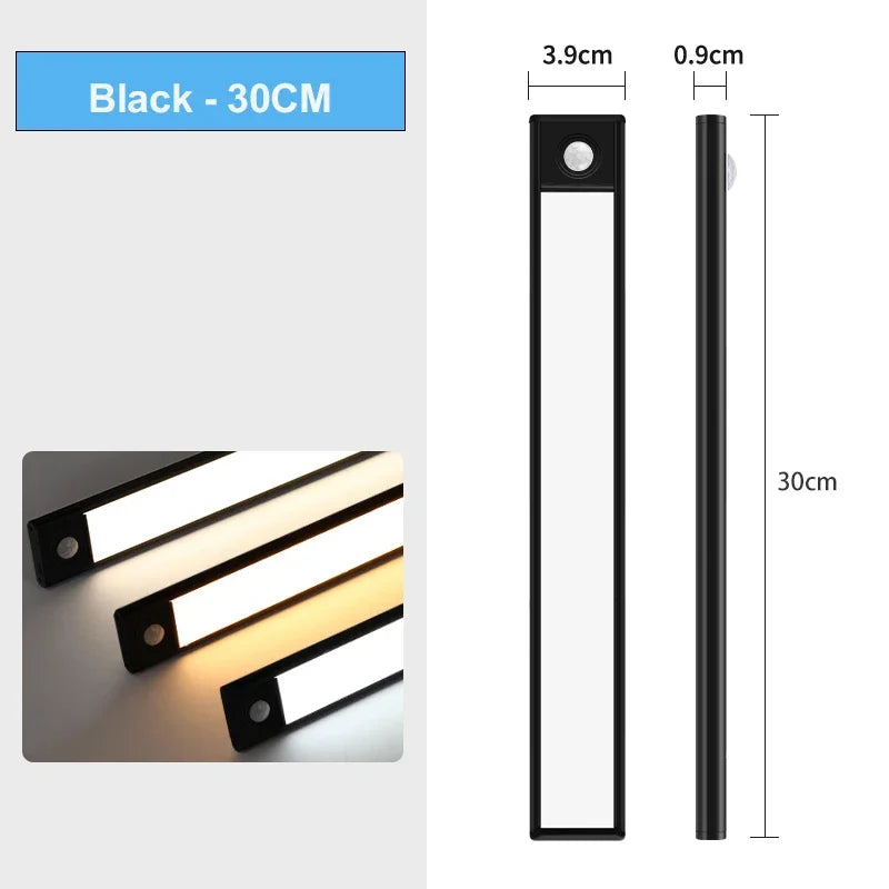 LED Night Light 20/30/40/60CM Motion Sensor Wireless USB Cabinet Night Light Wardrobe Lamp For Kitchen Cabinet Bedroom Wardrobe