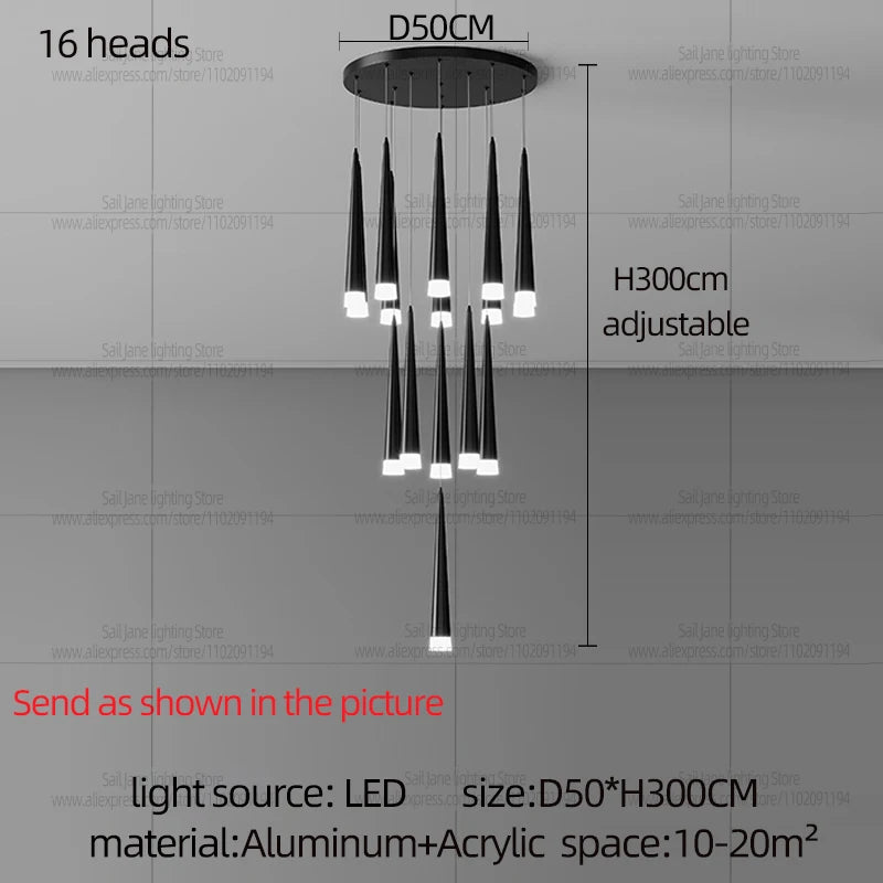 Modern Long Stairs Chandelier Living Room Attic Ceiling Light Home Decoration Pendent Lamp Dining Room Decoration Pendant Light