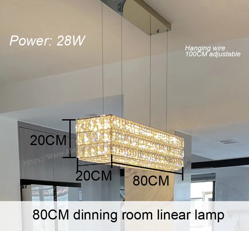 Round Crystal Chandelier Home Decoration Hanging Lamp Living Dinning Room Modern Crystal Pendant Light Kitchen Dimmable LED Lamp