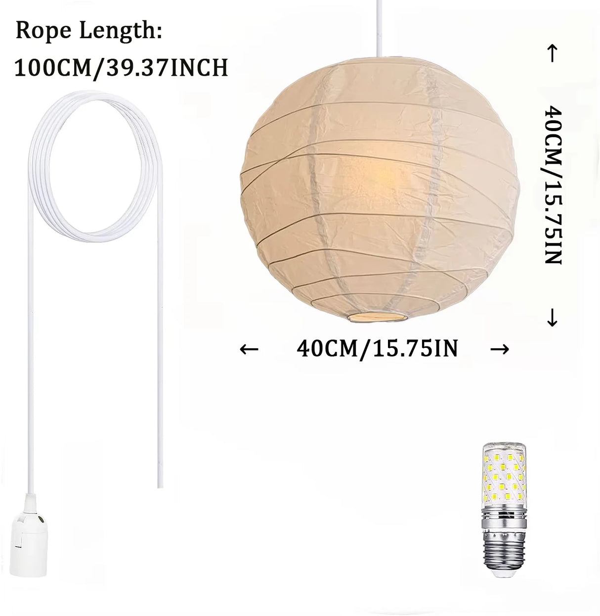 Noguchi Rice Paper Pendant Light Japanese Paper Hanging Lamps Minimalist Model Ceiling Paper Lantern Light for Home/Cafe Decor