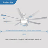72 inch Large Diameter Black Ceiling Fan, DC Motor Remote Control, 6-speed Reversible, Living Room, Rerrace Pendant Light