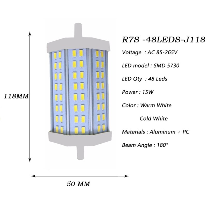 LED Dimmable R7S 7W 15W 20W SMD5730 Led r7s 78mm J78 118mm J118 189mm J189 LED Bulb CA85-265V Light Halogen Lamp Litwod
