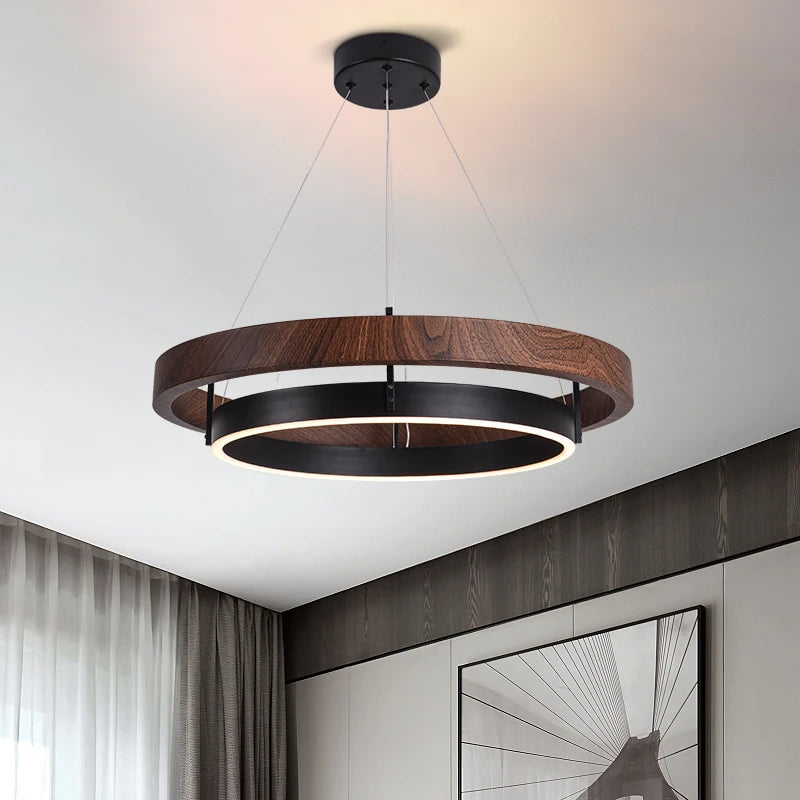 Nordic Chandelier Dining Room Chandelier LED Bedroom Living Room Modern Double Circular Lamp Villa Kitchen Table Chandelier