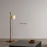 Wabi Sabi Wood Floor Lamp Designer Japanese Fabric Liftable Standing Lamp Office Coffee Reading Retro Study Vertical Lighting