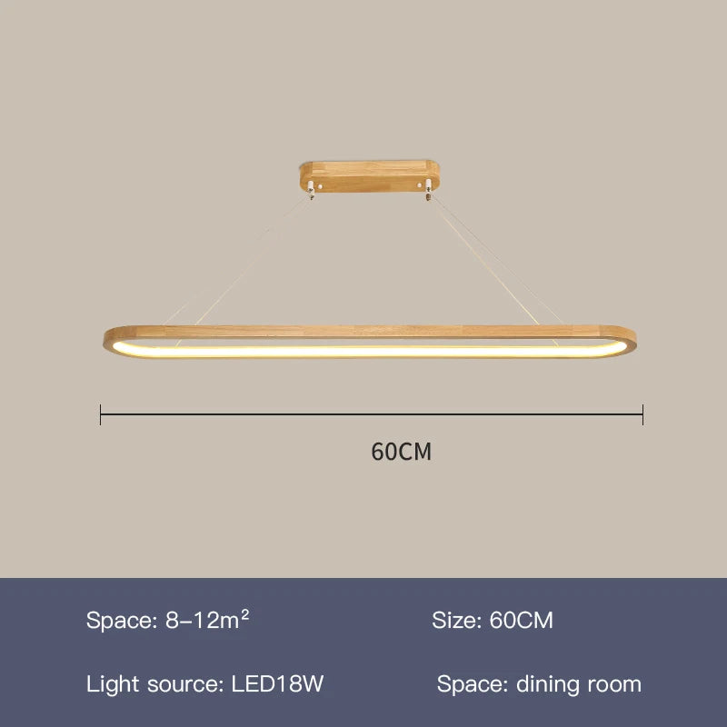 Wood/LED Pendant Lamp For Dining Room Minimal Home Decor Long Table Ring Kitchen Modern Hanging Chandelier Indoor Light Fixture