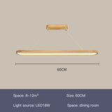 Wood/LED Pendant Lamp For Dining Room Minimal Home Decor Long Table Ring Kitchen Modern Hanging Chandelier Indoor Light Fixture