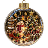 Acrylic Material Christmas Ball Ornament Transparent Design 8CM Size Santa Claus Pendant with Light Holiday Tree Pendant
