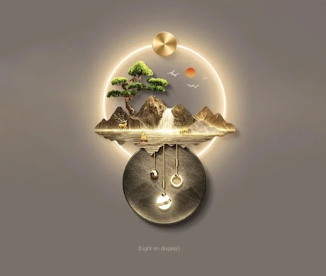 Light Luxury Corridor Home Decoration with Light Chinese Style Landscape Decorations Hanging Living Room Background Wall Decor