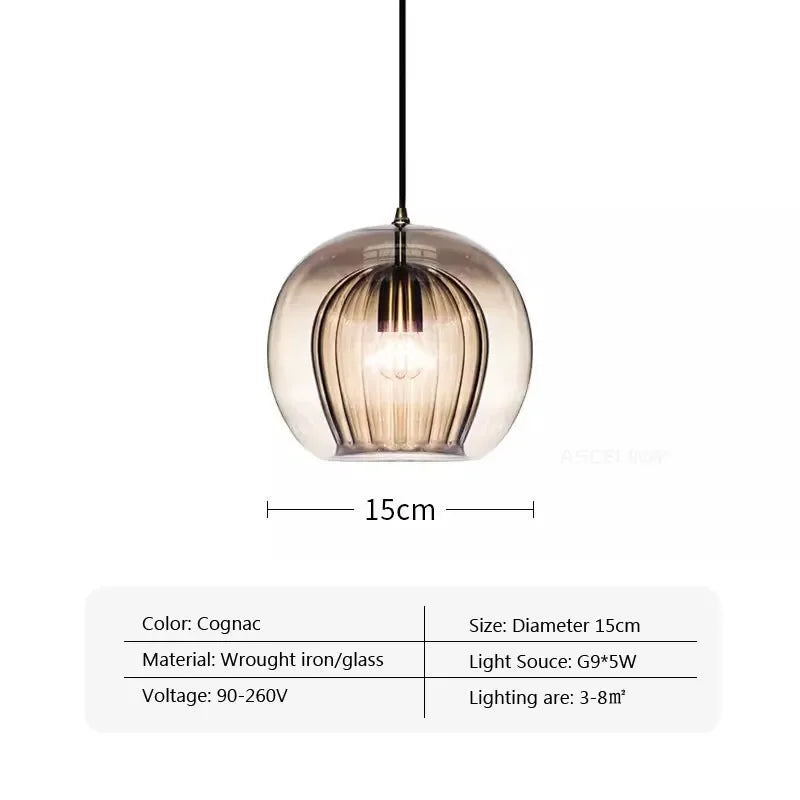 Modern Glass Pendant Light LED Hanging Lamp for Dining Room Living Room Coffee Shape Home Indoor Decors Lighting Fixtures