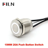 19mm 20A Push Button Switch - IP66 Waterproof Metal LED Light