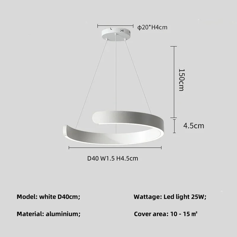 Modern Salon Design Ring Ceiling Chandelier Dining Room Pendant Lamp Bedroom Home LED Lighting Fixtures