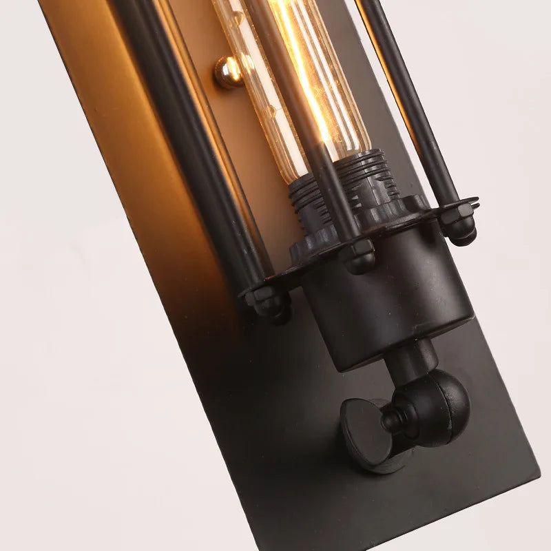 Industrial Iron Wall Sconce - Retro Loft Style Lamp for Corridor & Stairs