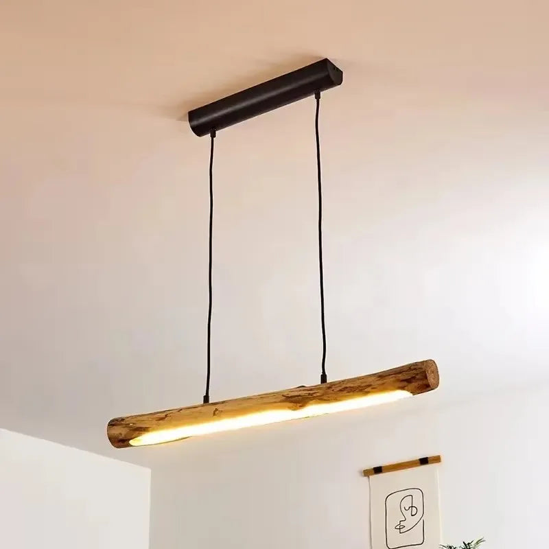 Japanese Style LED Wooden Chandelier Minimalist Nordic Natural Loft Dining Room Bedroom Home Decoration Pendant Light