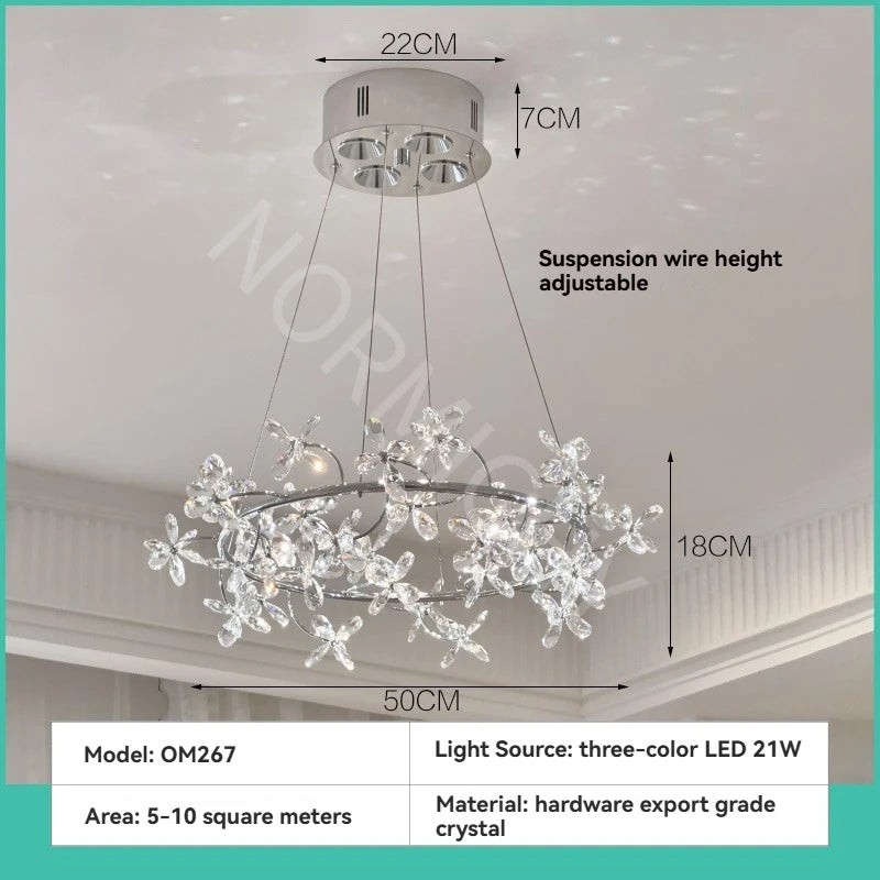 French Luxury Crystal Chandelier Romantic Princess Room Bedroom Master Light High-end Dining Room Crystal Wreath Light Fixture