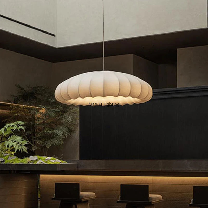 Japanese Wabi Sabi Fabric E27 Pendant Light Living Dining Room Minimalism Chandelier Designer Home Decor Bedroom Hanging Lamp