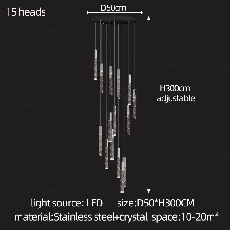 Modern Crystal Pendant Lamp - Luxury LED Hanging Light for Dining Room