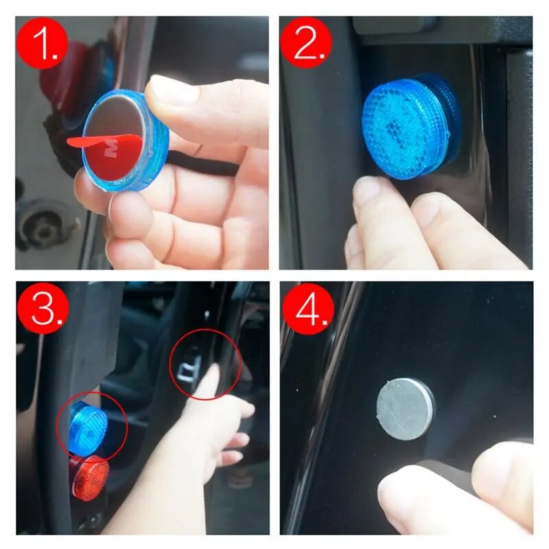 Wireless Car Door LED Warning Light 5 LEDs LED Flashing Warning Light Self Adhesive Waterproof Magnetic Induction Strobe Flash
