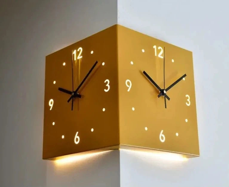 Home Decorative Corner Clock Wall Clock Living Room Creative Simple Modern Wall Clock Punch-free Fashion Sun Corner Clock