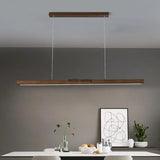 Nordic Long Wood Strip LED Pendant Light Dining Table Lamp Minimalism Suspension Chandelier Living Dining Room Lighting Fixture