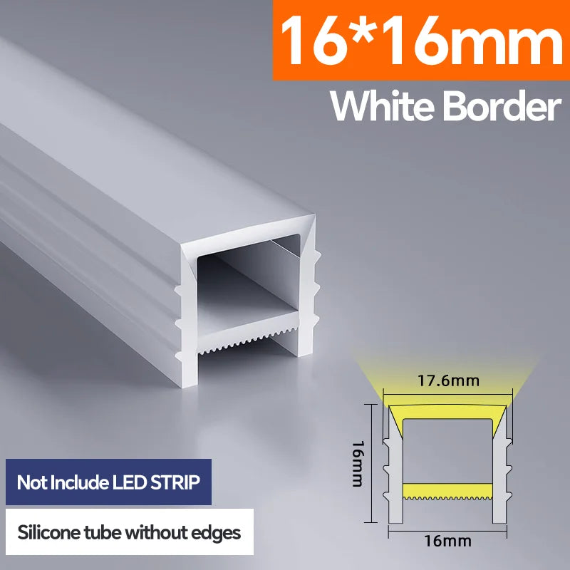 Light Strip Silicone Tube LED Diffuser Flexible Black and White Lampshade with Edge Contour Light Mask Plate Cover