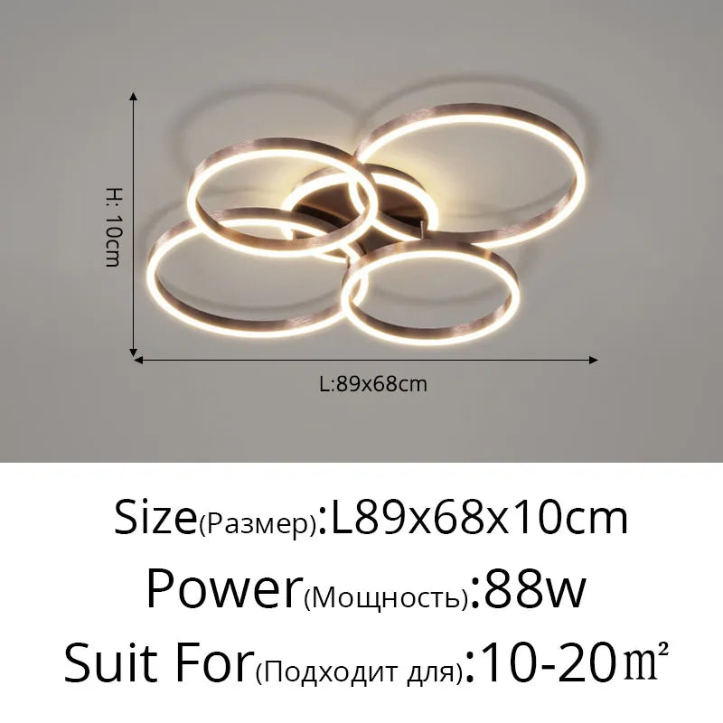 New Modern LED Chandelier Lighting For Living Study Bedroom Lamps Indoor Lighting Round Rings Foyer Luster Chandeliers Luminaire