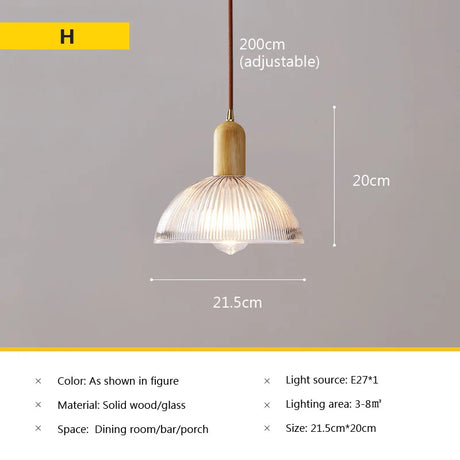Nordic glass pendant lamp Japanese log wind cafe's restaurant three small chandelier bedroom bedside bar dining table lamps