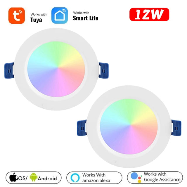 10W/12W Tuya Zig bee 3.0 Smart LED Downlight RGBCW 3.5/4 Inch Round Ceiling Lamp Indoor Spot Lighting Work With Alexa Google Home