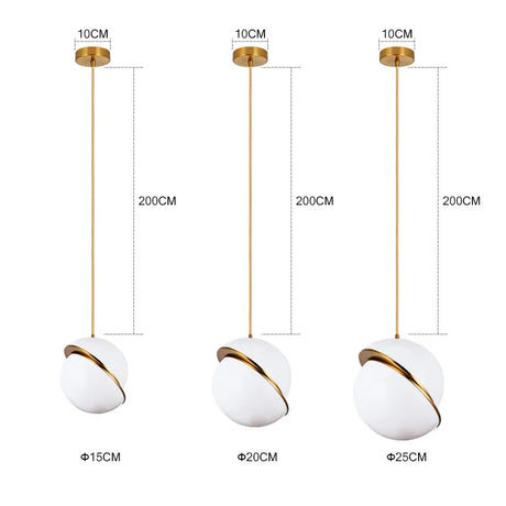 Nordic LED Pendant Lights Dining Table Decors Bedroom Restaurant Chandelier Fixtures Golden Hanging Lamp Ball Lampshade