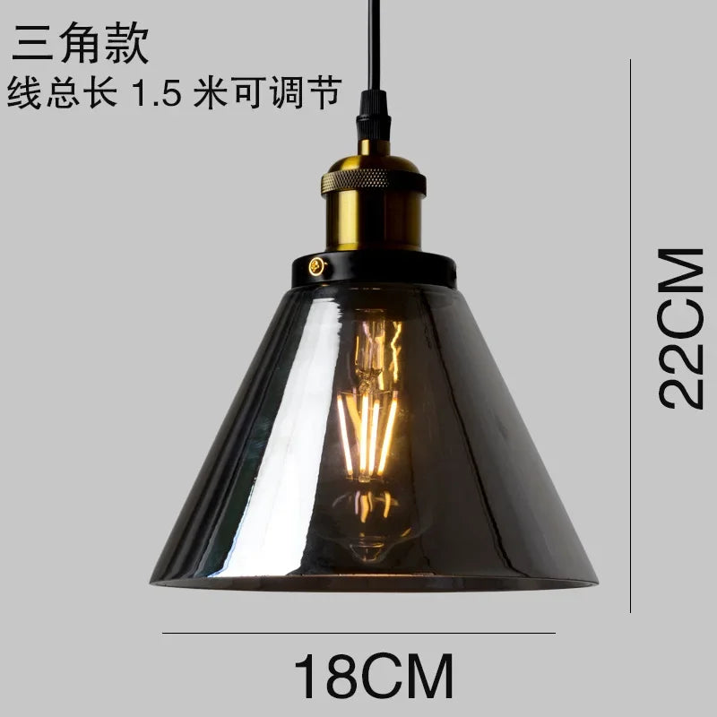 American Retro Industrial Loft Chandelier Bar Counter Restaurant Bar Pendant Lamp Creative Home Simple Glass Hanging Lights