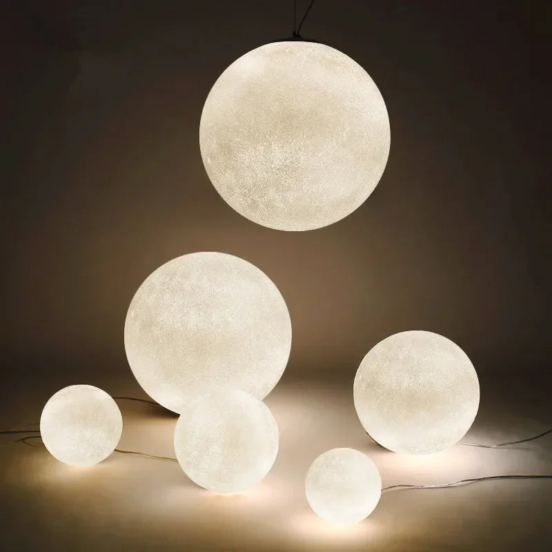Nordic Moon Led Chandelier Living Dining Room Round Pendant Light Home Lighting Bedroom Atmosphere Hanging Lamp Lustre Luminaire