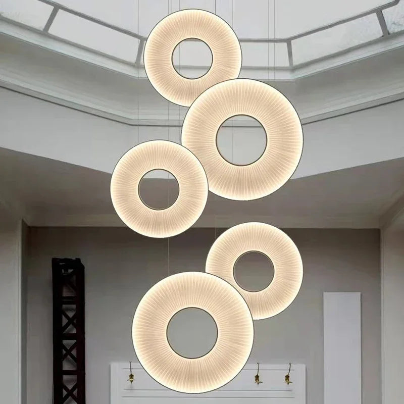 Modern Fabric Pendant Light Designer Iris Pendant Lights for Living Room Hotel Lobby Restaurant Decor LED White Round Chandelier