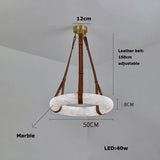 2026 Circular Marble Leather LED Hanging Lamp Modern Bedroom Living Room Main Light Fixture Nordic Faux Marble Pendant Light