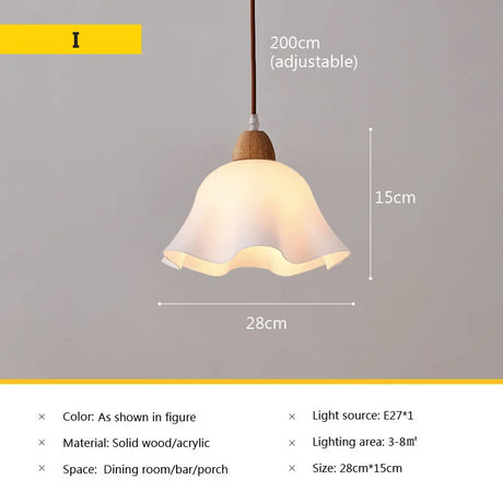 Nordic glass pendant lamp Japanese log wind cafe's restaurant three small chandelier bedroom bedside bar dining table lamps