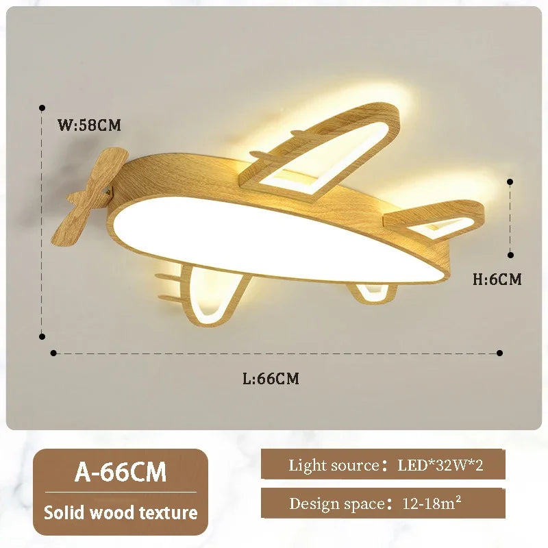 Children's Room Airplane Ceiling Lights Log Color LED Helicopter Light Nordic Modern Lamp Warm Youth Room Bedroom Chandelier