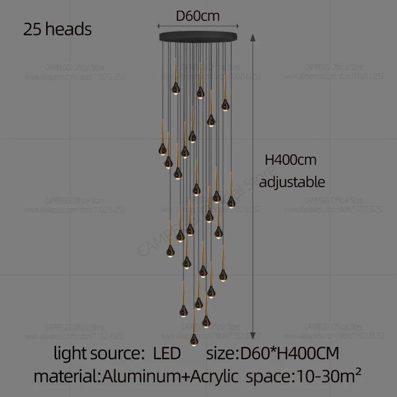 Minimalist Style LED Ppendent Lamp Double Layered Attic Chandelier Villa Staircase Pendant Light Living Room Kitchen Pendant
