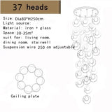Nordic Creative Round Glass LED Chandelier Applicable To Stair Decoration Decoration Maison Home Decor Interior Lighting