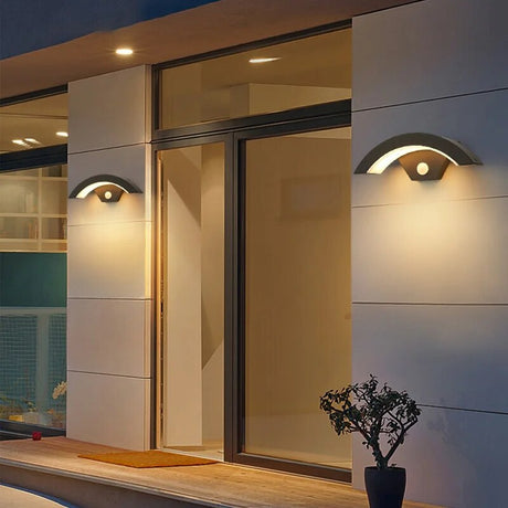 Black Modern waterproof outdoor wall lamp PIR motion sensor wall light 18W 24W Garden porch front door black aluminum lamp body