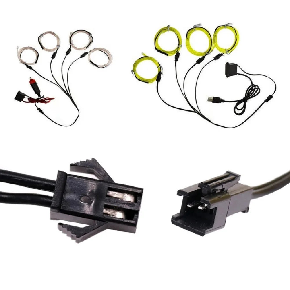 2/3/4/5-Way EL Wire Splitter Connector Cable - Multi-Channel Power Distribution Splitting Wire Lead for Neon Wire & LED Lighting Accessories