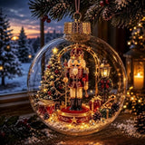 Acrylic Material Christmas Ball Ornament Transparent Design 8CM Size Santa Claus Pendant with Light Holiday Tree Pendant