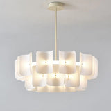 White Large Chandelier Minimalist Wabi Sabi Acrylic Lamp Dining Living Room Hotel Lobby Hanging Lamp Fixture