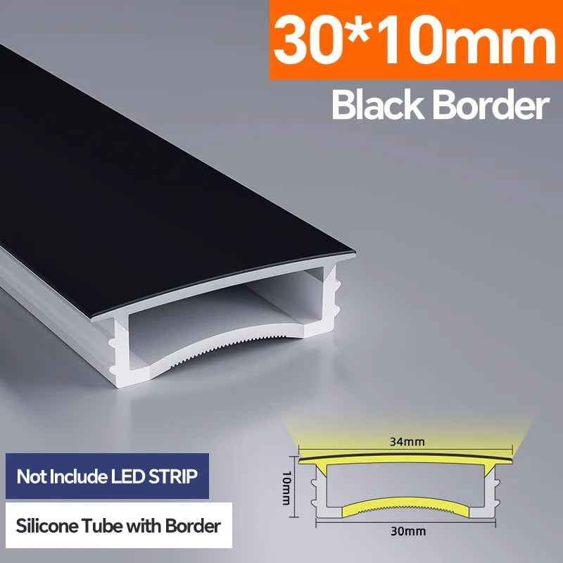 Light Strip Silicone Tube LED Diffuser Flexible Black and White Lampshade with Edge Contour Light Mask Plate Cover