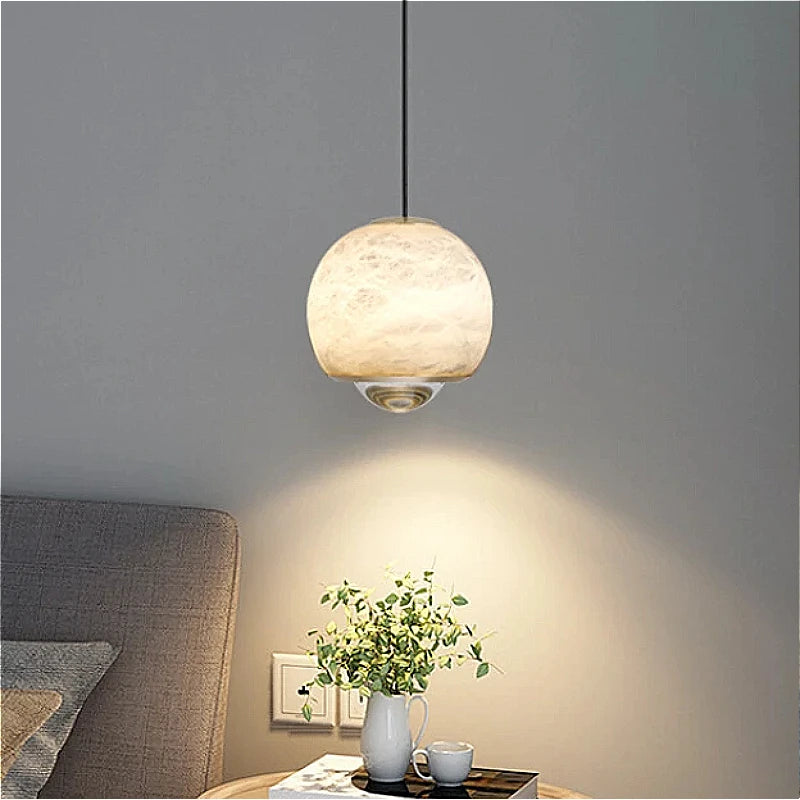 Natural Marble Led Pendant Lights Nordic Design Stone Chandelier Bedro ...