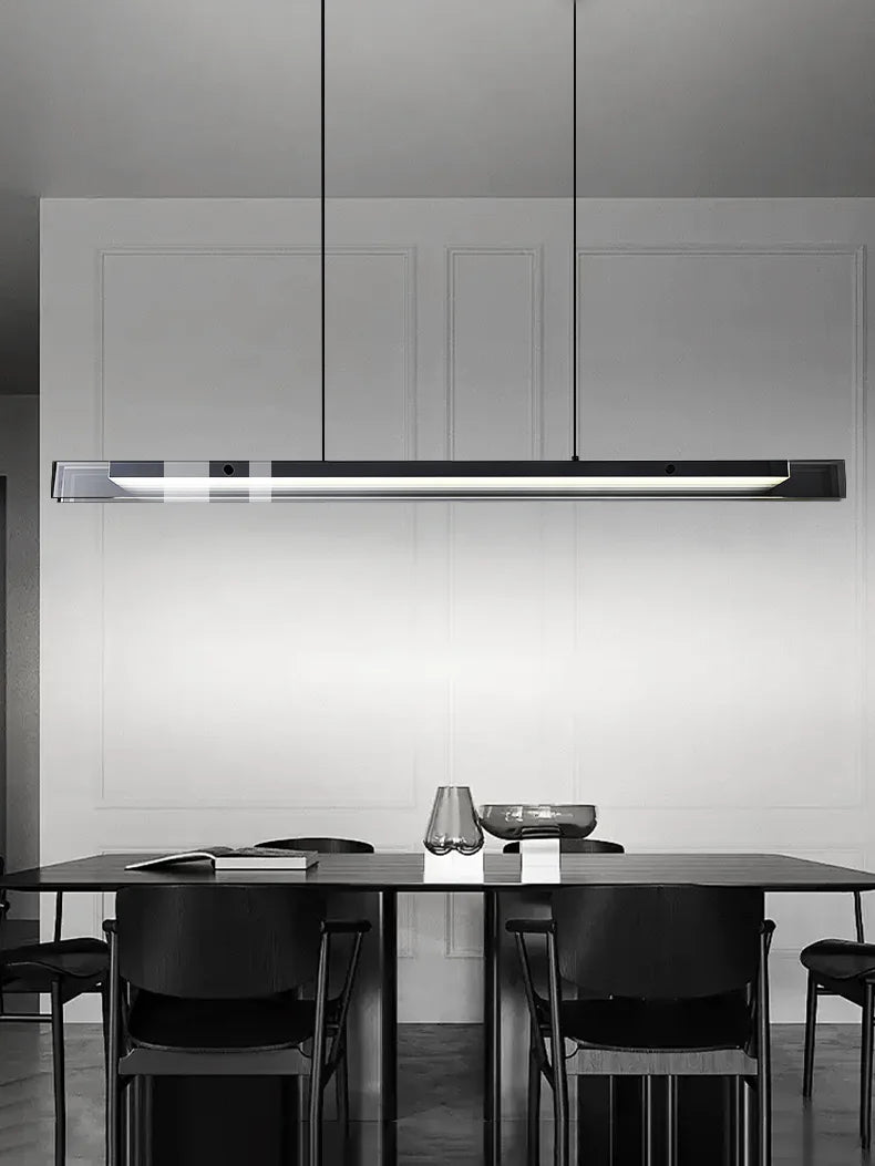 Linear Dining room chandelier kitchen island lighting dining table bar lamp led long strip modern lamp glass Pendant light black
