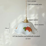 IWHD Home Design LED Pendant Lamp Balcony Reading Dining Room Japan Style Gold Copper Patterned Ceramic Hanging Lights Hanglamp