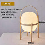 Nordic minimalist wooden LED floor lamp creative Japanese style glass lampshade bedside lamp reading home decoration table lamp