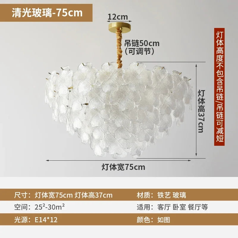 French Luxury Crystal Living Room Pendant Light Internet Famous Creative Shell Light Romantic Clover Pendant Light
