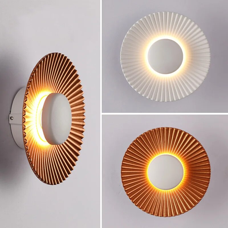 Creative Modern LED Wall Lamp Sconces Disc-shaped Metal Hotel Restaurant Bedroom Corridor Decoration Wall Light Indoor Lighting